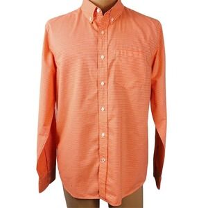 American Eagle Men's Athletic Fit Button‎ Up Orange White Striped Shirt Size L